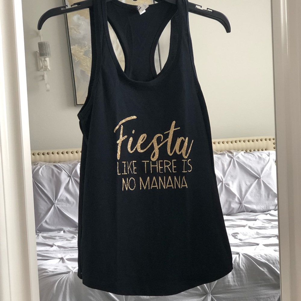 Fiesta LIKE THERE IS NO MANANA Black & Gild Tank Top SZ S